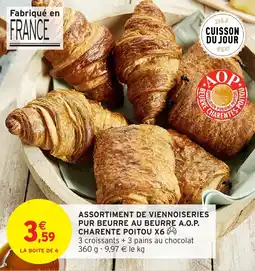 Intermarché Assortiment de viennoiseries pur beurre au beurre a o p charente poitou x6 offre