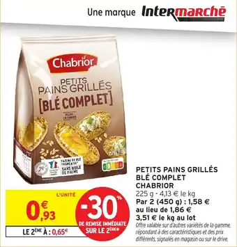 Intermarché Petits pains grilles ble complet chabrior offre