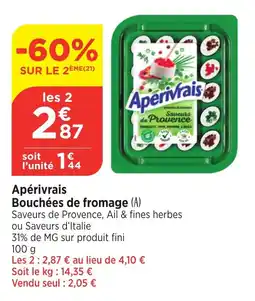 Bi1 APERIVRAIS Bouchées de fromage offre