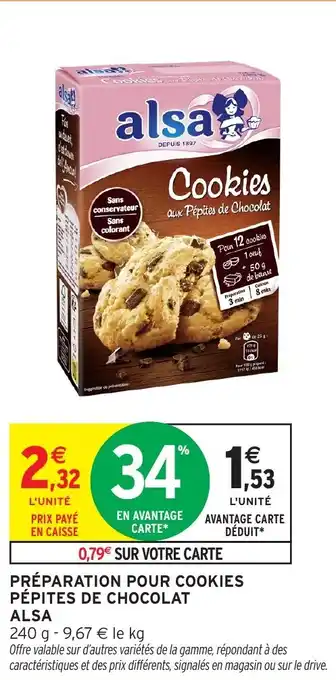 Intermarché Préparation pour cookies pépites de chocolat ALSA offre