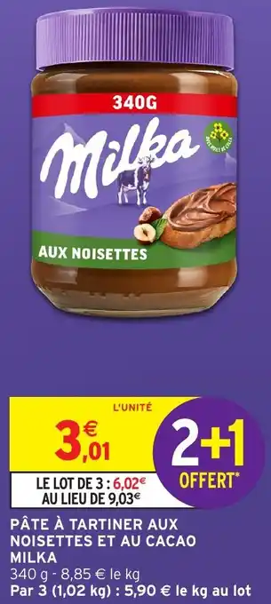 Intermarché Pâte à tartiner aux noisettes et au cacao milka offre