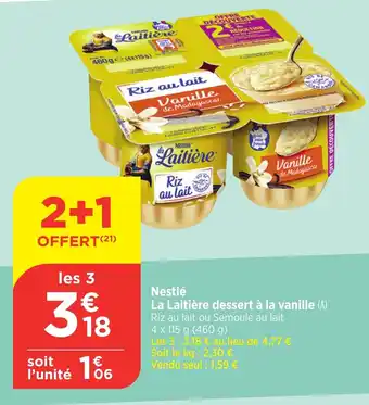 Bi1 NESTLE La Laitière dessert à la vanille offre