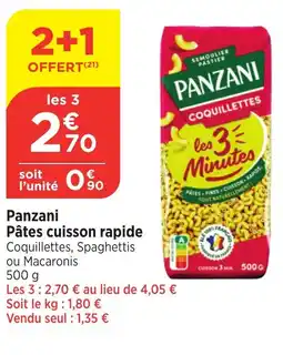 Bi1 PANZANI Pâtes cuisson rapide offre