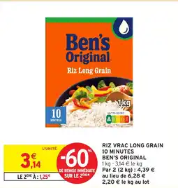 Intermarché Riz vrac long grain 10 minutes ben's original offre