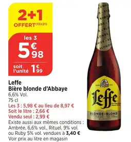 Bi1 LEFFE Bière blonde d'Abbaye offre