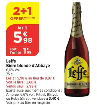 Bi1 LEFFE Bière blonde d'Abbaye offre