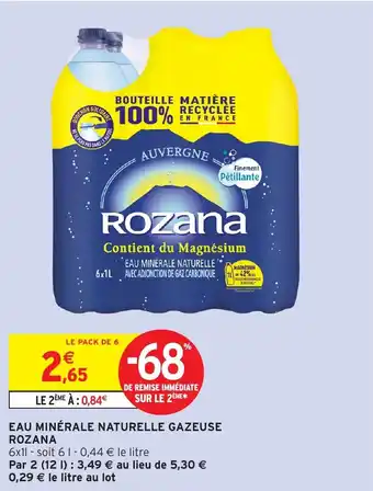 Intermarché Eau minerale naturelle gazeuse rozana offre