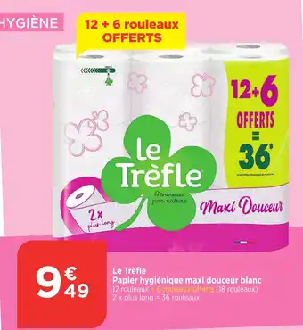 Bi1 LE TREFLE Papier hygiénique maxi douceur blanc offre