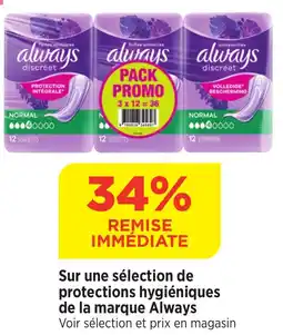 Bi1 ALWAYS Sur une sélection de protections hygiéniques de la marque offre