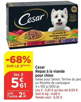 Bi1 CESAR Repas à la viande pour chien offre