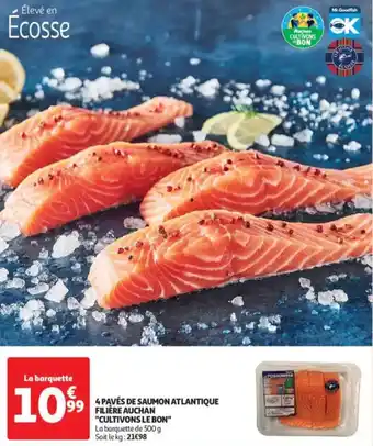 Auchan 4 pavés de saumon atlantique filière cultivons le bon offre