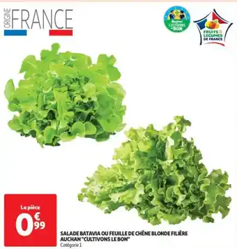 Auchan Salade batavia ou feuille de chêne blonde filière cultivons le bon offre