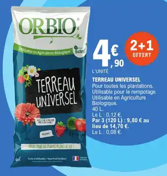 E.Leclerc ORBIO Terreau universel offre