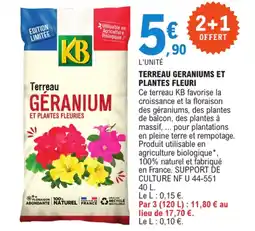 E.Leclerc KB Terreau geraniums et plantes fleuri offre