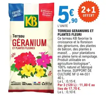 E.Leclerc KB Terreau geraniums et plantes fleuri offre