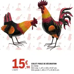 E.Leclerc Coq et poule de décoration offre