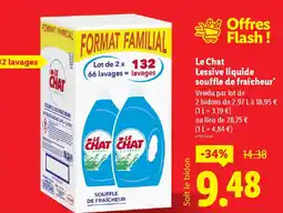 Lidl LE CHAT Lessive liquide souffle de fraîcheur offre