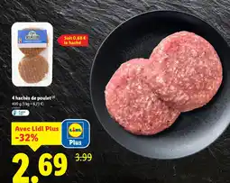 Lidl 4 hachés de poulet offre