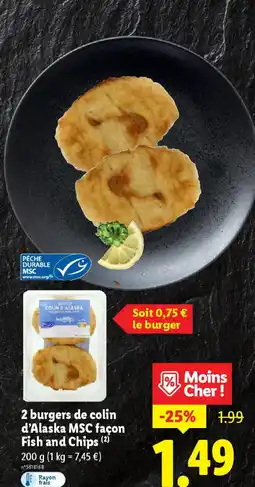 Lidl 2 burgers de colin d'Alaska MSC façon Fish and Chips offre