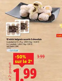 Lidl 12 minis beignets assortis 3 chocolats offre