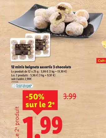 Lidl 12 minis beignets assortis 3 chocolats offre