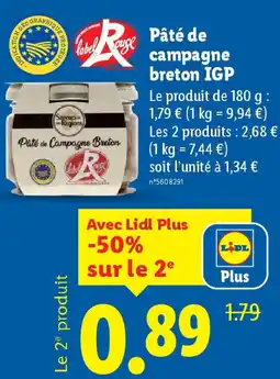 Lidl Pâté de campagne breton IGP offre