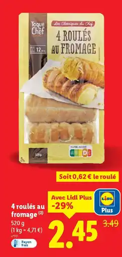 Lidl 4 roulés au fromage offre