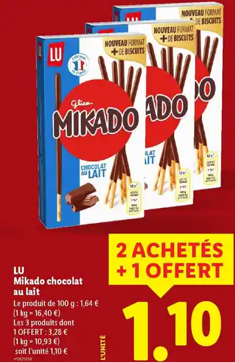 Lidl LU Mikado chocolat au lait offre