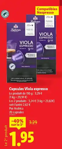 Lidl BELLAROOM Capsules Viola espresso offre