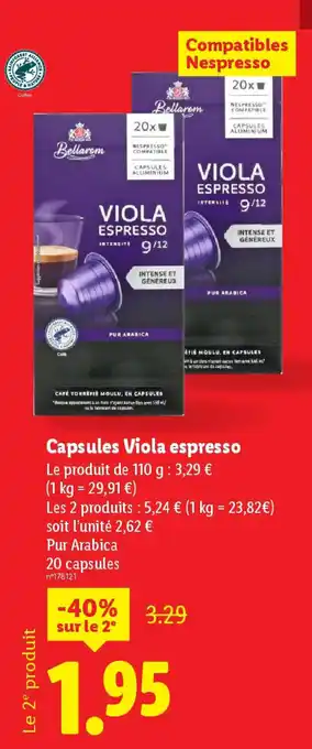 Lidl BELLAROOM Capsules Viola espresso offre