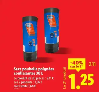 Lidl Sacs poubelle poignées coulissantes offre