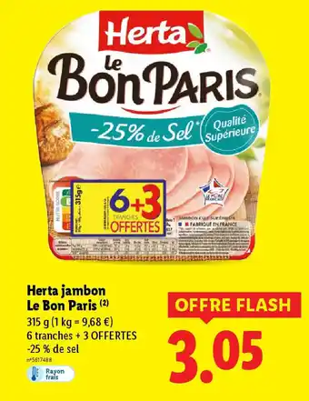 Lidl HERTA jambon Le Bon Paris offre