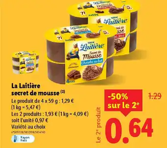 Lidl LA LAITIERE secret de mousse offre