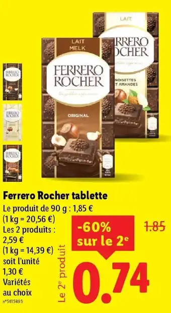 Lidl FERRERO ROCHER tablette offre