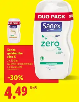 Lidl SANEX gel douche zéro % offre