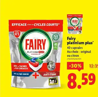 Lidl FAIRY platinium plus offre