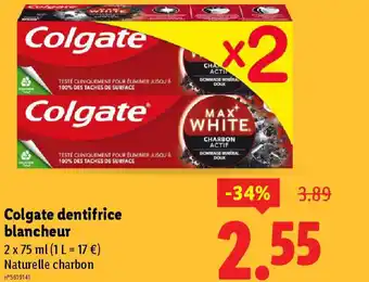 Lidl COLGATE dentifrice blancheur offre