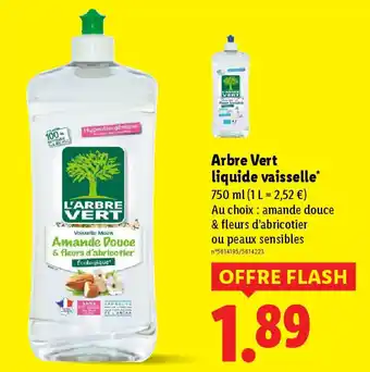 Lidl L'ARBRE VERT Arbre Vert liquide vaisselle* offre