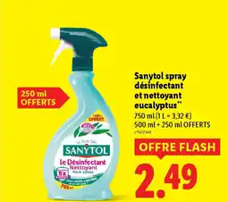 Lidl SANYTOL spray désinfectant et nettoyant eucalyptus offre