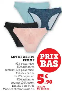 Super U Lot de 2 slips  femme offre