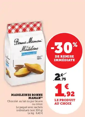 Super U Madeleines bonne maman offre