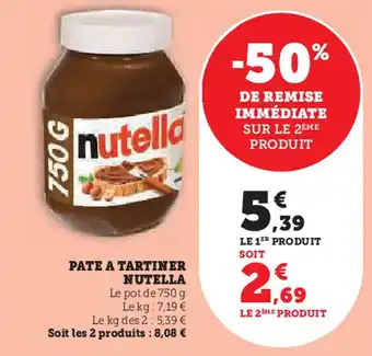 Super U Pate a tartiner nutella offre