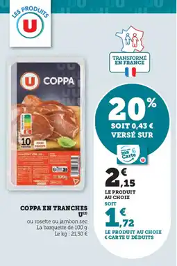 Super U Coppa en tranches u offre