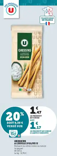 Super U Gressins a l'huile d'olive u offre