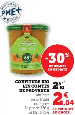 Super U Confiture bio les comtes de provence offre