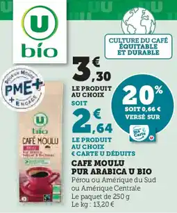 Super U Cafe moulu pur arabica u bio offre