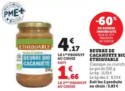 Super U Beurre de cacahuete bio ethiquable offre