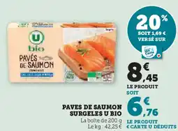 Super U Paves de saumon surgeles u bio offre