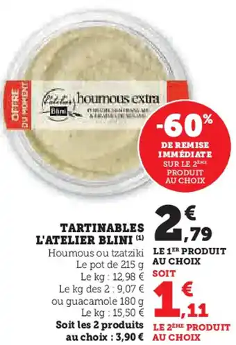 Super U Tartinables l'atelier blini offre