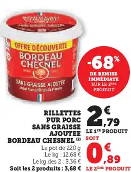 Super U Rillettes pur porc sans graisse ajoutee bordeau chesnel offre